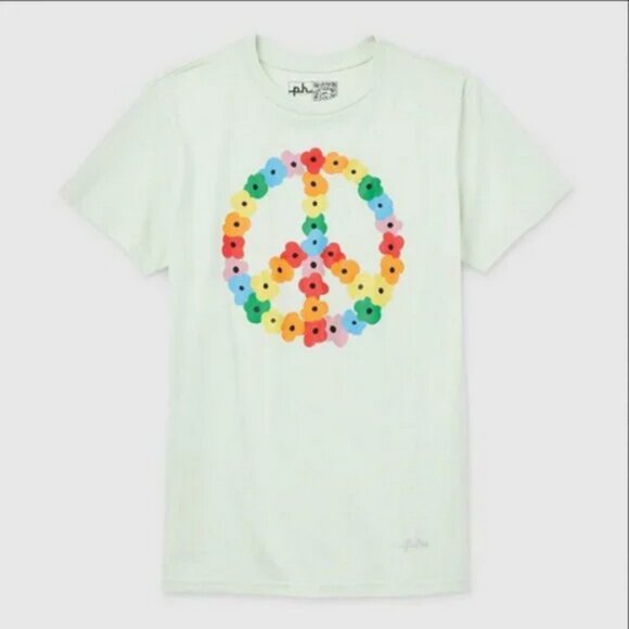 Pride Adult The PHLUID Project Short Sleeve 'Peace Sign' T-Shirt - Green M - Picture 2 of 4
